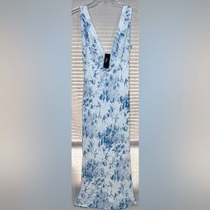 Lulus Toile De Jouy Midi Bias Cut Slip Dress Blue /White Women’s Sz M NWT!